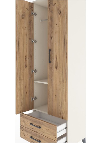 Hyperion Dolap 2 Raflı 2 Çekmeceli Tek Askılı 60X44X195 Aytaşı-Çam indirimleri