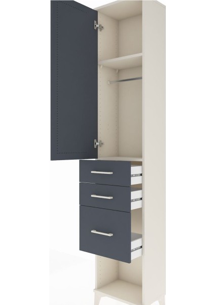 Arges Dolap 2 Raflı 3 Çekmeceli Tek Askılı 44X30X221 Aytaşı-Antrasit indirimleri