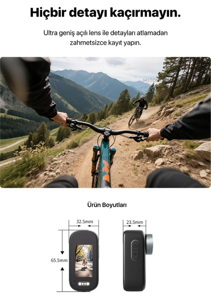 Mini 4K Ultra Hd Wi-Fi Aksiyon Kamerası | Sd Kart Desteği | IP65 Su Dayanıklı | Geniş Açı - Yedek Başlıklar