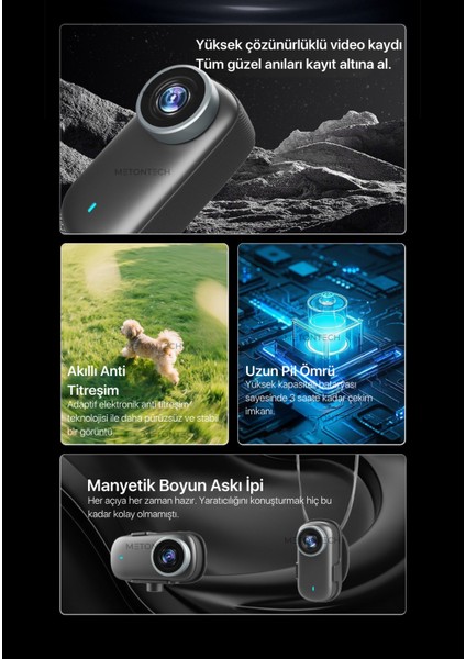 Mini 4K Ultra Hd Wi-Fi Aksiyon Kamerası | Sd Kart Desteği | IP65 Su Dayanıklı | Geniş Açı - Yedek Başlıklar