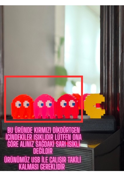 Retro Pacman LED Işıklı Figür Gece Lambası fırsatları
