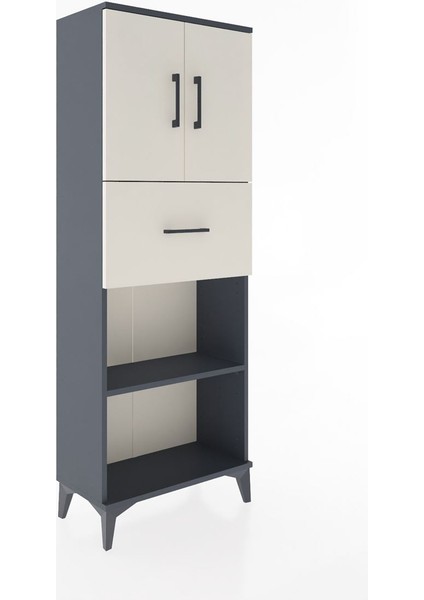 Arges Dolap 3 Raflı Tek Çekmeceli 2 Kapaklı 60X30X163 Antrasit-Aytaşı fiyatları
