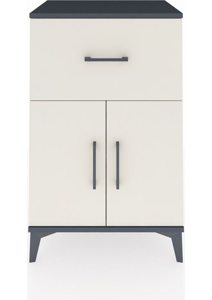 Hyperion Komodin Tek Raflı Tek Çekmeceli 2 Kapaklı 60X44X96 Antrasit-Aytaşı