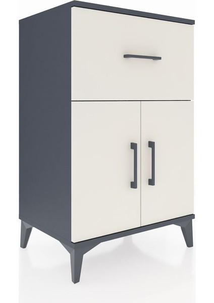 Hyperion Komodin Tek Raflı Tek Çekmeceli 2 Kapaklı 60X44X96 Antrasit-Aytaşı fiyatları