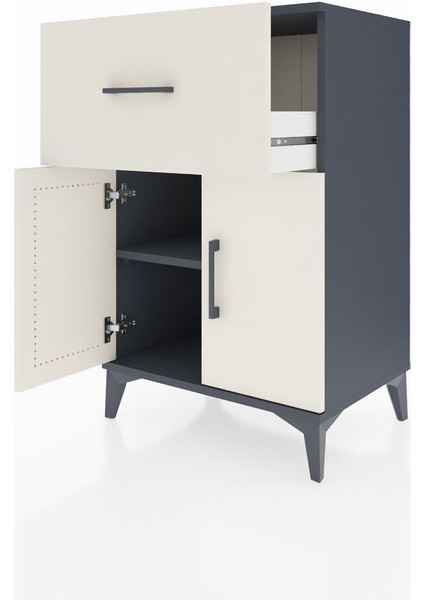 Hyperion Komodin Tek Raflı Tek Çekmeceli 2 Kapaklı 60X44X96 Antrasit-Aytaşı fırsatları