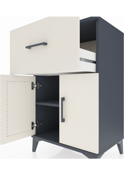 Hyperion Komodin Tek Raflı Tek Çekmeceli 2 Kapaklı 60X44X96 Antrasit-Aytaşı indirimleri