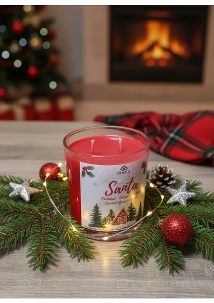 SANTA Kokulu Mum – Portakal, Tarçın & Vanilya – Yılbaşı Ruhunu Yansıtan Sıcak Atmosfer – Soya & Hindistan Cevizi Bazlı ve Rafine Mineral ile Zenginleştirilmiş Özgün Mum Karışımı – 150 Gram - ODRIUS fiyatları