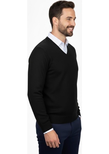 Erkek V Yaka Triko Kazak Çelik Örgü Klasik Kalıp 4241D BGL-ST04849 fiyatları