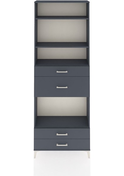 Arges Dolap 4 Raflı 4 Çekmeceli 88X30X243 Antrasit-Antrasit