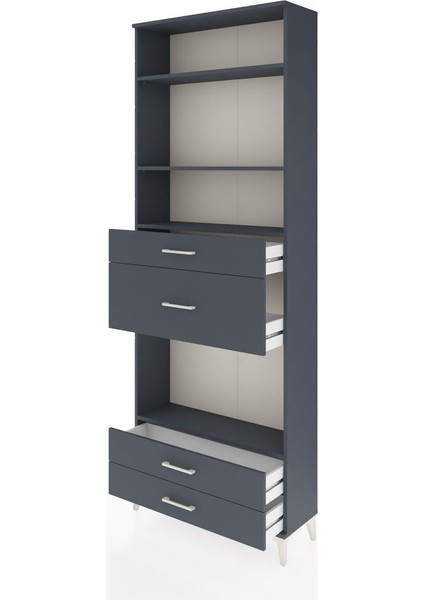 Arges Dolap 4 Raflı 4 Çekmeceli 88X30X243 Antrasit-Antrasit fırsatları