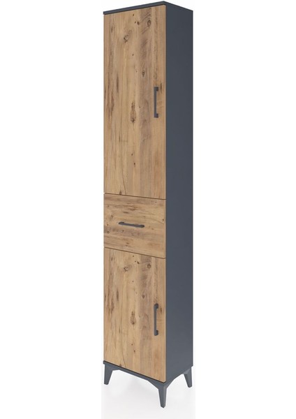 Arges Dolap 4 Raflı Tek Çekmeceli 2 Kapaklı 44X30X221 Antrasit-Çam modelleri