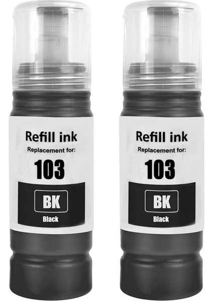 103 L1110, L1210, L1250, L3110, L3111, L3150, L3151 Uyumlu Siyah Muadil Mürekkep 70ML 2 Adet