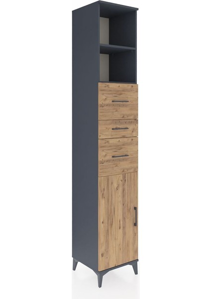Hyperion Dolap 3 Raflı 3 Çekmeceli Tek Kapaklı 44X44X243 Antrasit-Çam fiyatları