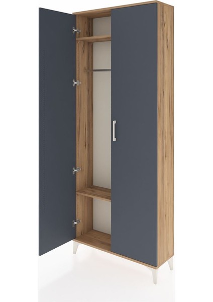 Arges Dolap 2 Raflı 2 Kapaklı Tek Askılı 88X30X221 Çam-Antrasit fırsatları