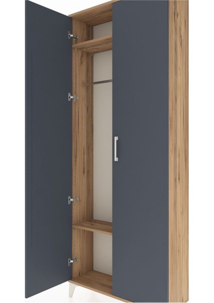 Arges Dolap 2 Raflı 2 Kapaklı Tek Askılı 88X30X221 Çam-Antrasit indirimleri