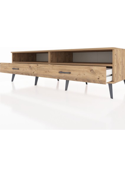Kronos Tv Ünitesi 2 Raflı 2 Çekmeceli 176X59X51 Çam-Çam/çam fırsatları