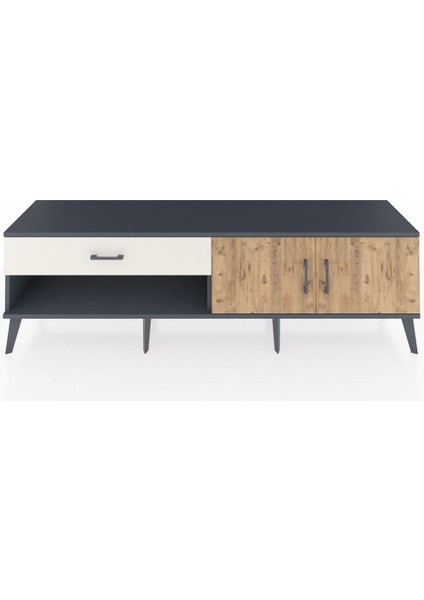 Hyperion Tv Ünitesi Tek Raflı Tek Çekmeceli 2 Kapaklı 176X44X51 Antrasit-Çam/aytaşı