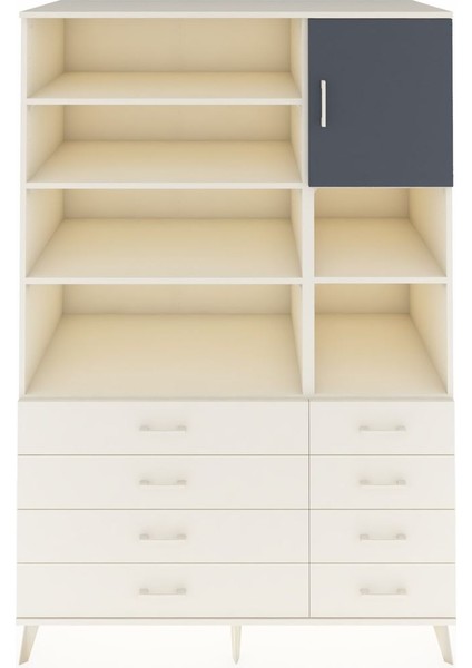 Kronos Dolap 8 Raflı 8 Çekmeceli Tek Kapaklı 132X59X195 Aytaşı-Antrasit/aytaşı