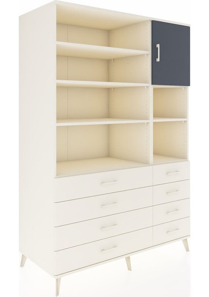 Kronos Dolap 8 Raflı 8 Çekmeceli Tek Kapaklı 132X59X195 Aytaşı-Antrasit/aytaşı fiyatları