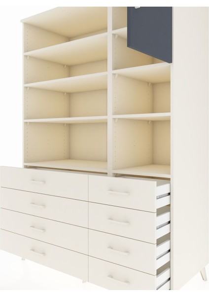 Kronos Dolap 8 Raflı 8 Çekmeceli Tek Kapaklı 132X59X195 Aytaşı-Antrasit/aytaşı fırsatları