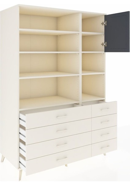 Kronos Dolap 8 Raflı 8 Çekmeceli Tek Kapaklı 132X59X195 Aytaşı-Antrasit/aytaşı indirimleri