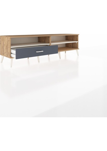 Hyperion Tv Ünitesi 2 Raflı Tek Çekmeceli 176X44X51 Çam-Aytaşı/antrasit indirimleri