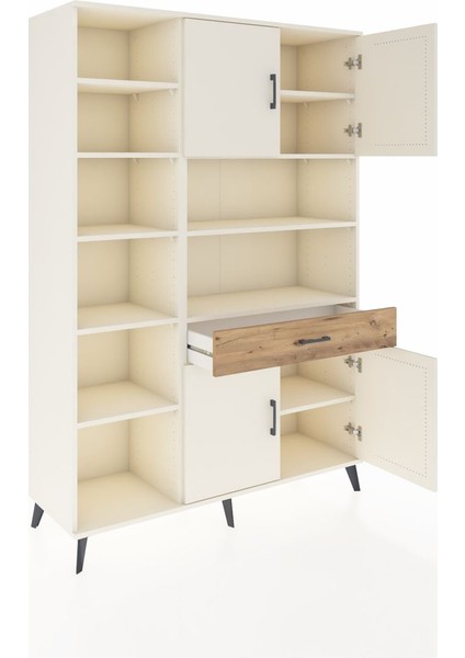 Hyperion Dolap 10 Raflı Tek Çekmeceli 4 Kapaklı 132X44X195 Aytaşı-Aytaşı/çam indirimleri