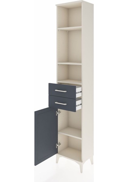 Arges Dolap 4 Raflı 2 Çekmeceli Tek Kapaklı 44X30X221 Aytaşı-Antrasit fırsatları