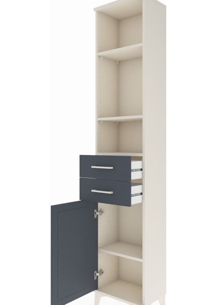 Arges Dolap 4 Raflı 2 Çekmeceli Tek Kapaklı 44X30X221 Aytaşı-Antrasit indirimleri