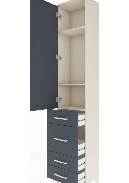 Arges Dolap 3 Raflı 4 Çekmeceli Tek Kapaklı 44X30X221 Aytaşı-Antrasit indirimleri