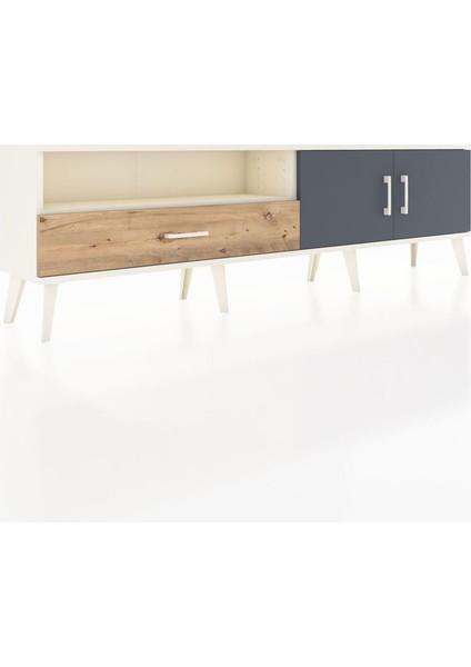 Arges Tv Ünitesi 2 Raflı Tek Çekmeceli 2 Kapaklı 176X30X51 Aytaşı-Antrasit/çam fiyatları