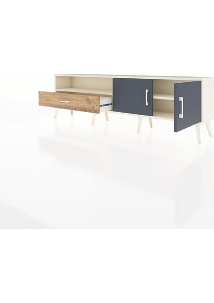 Arges Tv Ünitesi 2 Raflı Tek Çekmeceli 2 Kapaklı 176X30X51 Aytaşı-Antrasit/çam modelleri