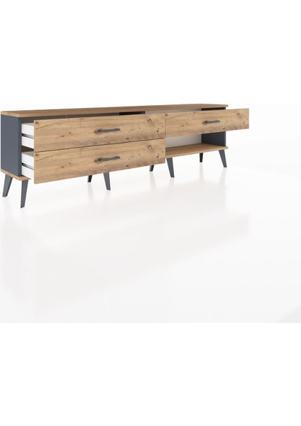 Arges Tv Ünitesi 3 Çekmeceli 176X30X51 Antrasit-Çam/çam indirimleri