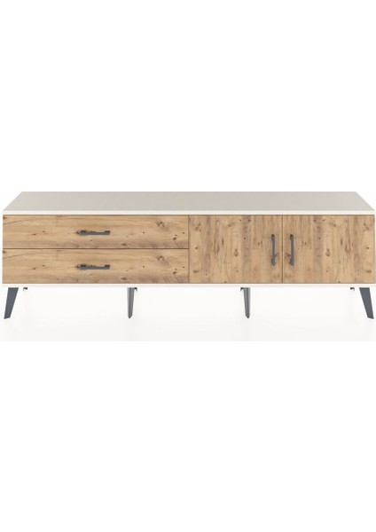 Arges Tv Ünitesi Tek Raflı 2 Çekmeceli 2 Kapaklı 176X30X51 Aytaşı-Çam/çam