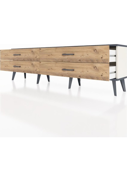 Arges Tv Ünitesi 4 Çekmeceli 176X30X51 Aytaşı-Antrasit/çam fırsatları