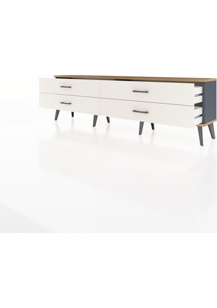 Arges Tv Ünitesi 4 Çekmeceli 176X30X51 Antrasit-Çam/aytaşı modelleri