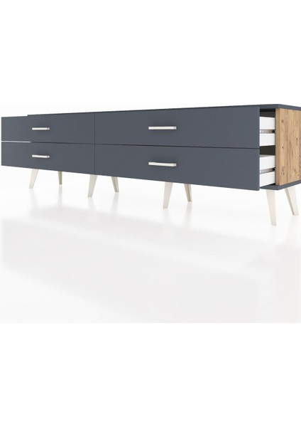 Arges Tv Ünitesi 4 Çekmeceli 176X30X51 Çam-Antrasit/antrasit fırsatları