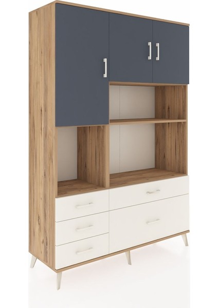 Hyperion Dolap 8 Raflı 5 Çekmeceli 3 Kapaklı 132X44X195 Çam-Antrasit/aytaşı fiyatları