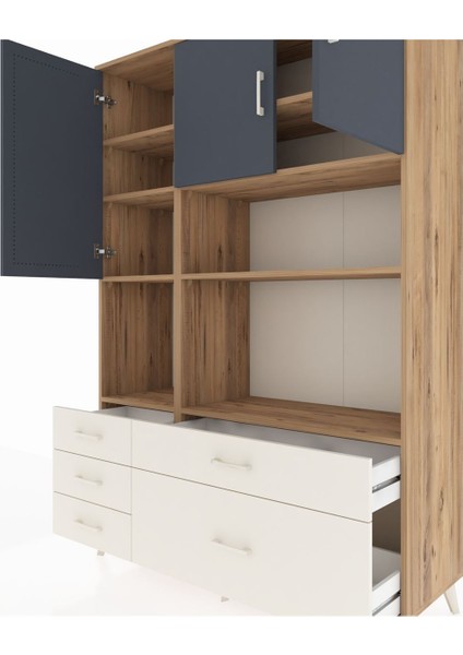 Hyperion Dolap 8 Raflı 5 Çekmeceli 3 Kapaklı 132X44X195 Çam-Antrasit/aytaşı fırsatları