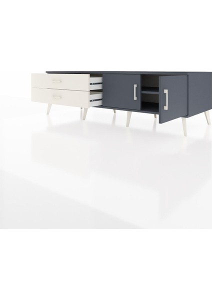 Kronos Tv Ünitesi Tek Raflı 2 Çekmeceli 2 Kapaklı 176X59X51 Antrasit-Antrasit/aytaşı modelleri