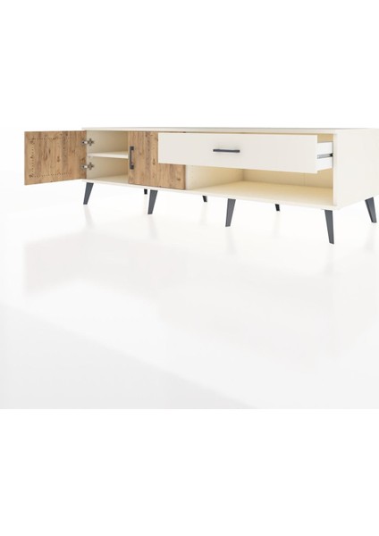 Kronos Tv Ünitesi Tek Raflı Tek Çekmeceli 2 Kapaklı 176X59X51 Aytaşı-Çam/aytaşı modelleri