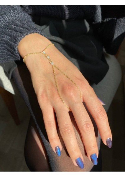 Zarif Tasarım Kadın Taşlı Zincirli Şahmeran