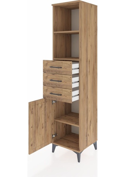 Hyperion Dolap 3 Raflı 3 Çekmeceli Tek Kapaklı 44X44X195 Çam-Çam fırsatları