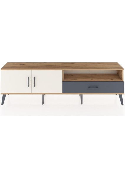 Arges Tv Ünitesi 2 Raflı Tek Çekmeceli 2 Kapaklı 176X30X51 Çam-Aytaşı/antrasit