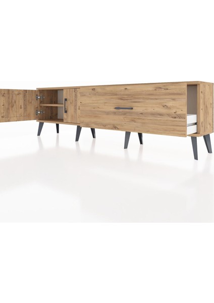 Arges Tv Ünitesi Tek Raflı Tek Çekmeceli 2 Kapaklı 176X30X51 Çam-Çam/çam fırsatları