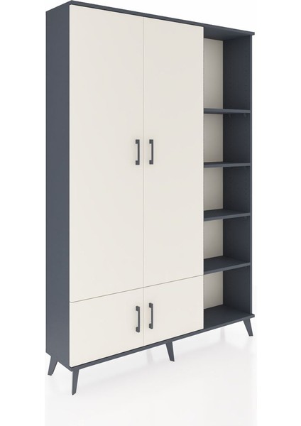 Arges Dolap 6 Raflı 4 Kapaklı Tek Askılı 132X30X195 Antrasit-Aytaşı/antrasit fiyatları