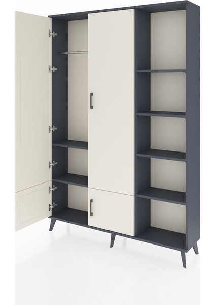 Arges Dolap 6 Raflı 4 Kapaklı Tek Askılı 132X30X195 Antrasit-Aytaşı/antrasit modelleri