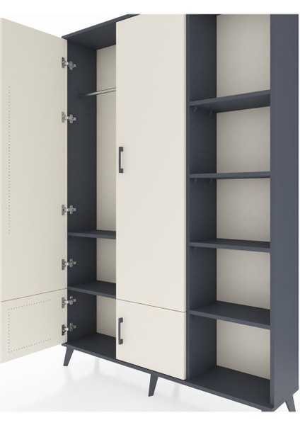 Arges Dolap 6 Raflı 4 Kapaklı Tek Askılı 132X30X195 Antrasit-Aytaşı/antrasit fırsatları