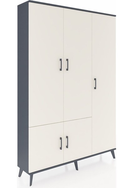 Arges Dolap 7 Raflı 5 Kapaklı Tek Askılı 132X30X195 Antrasit-Aytaşı/çam fiyatları