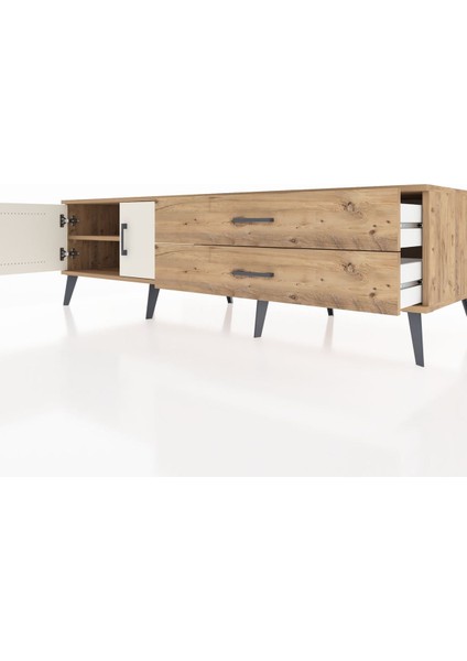 Kronos Tv Ünitesi Tek Raflı 2 Çekmeceli 2 Kapaklı 176X59X51 Çam-Aytaşı/çam fırsatları